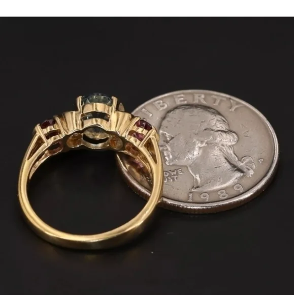 Sterling silver Fessenden &co. Topaz, white CZ and Garnet Gold ring, sz. 7.5 - Picture 4 of 5